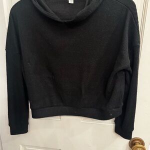 Blue Rain Black cute cropped ribbed hoodie